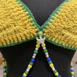 Top biquíni crochê Brasil com miçangas